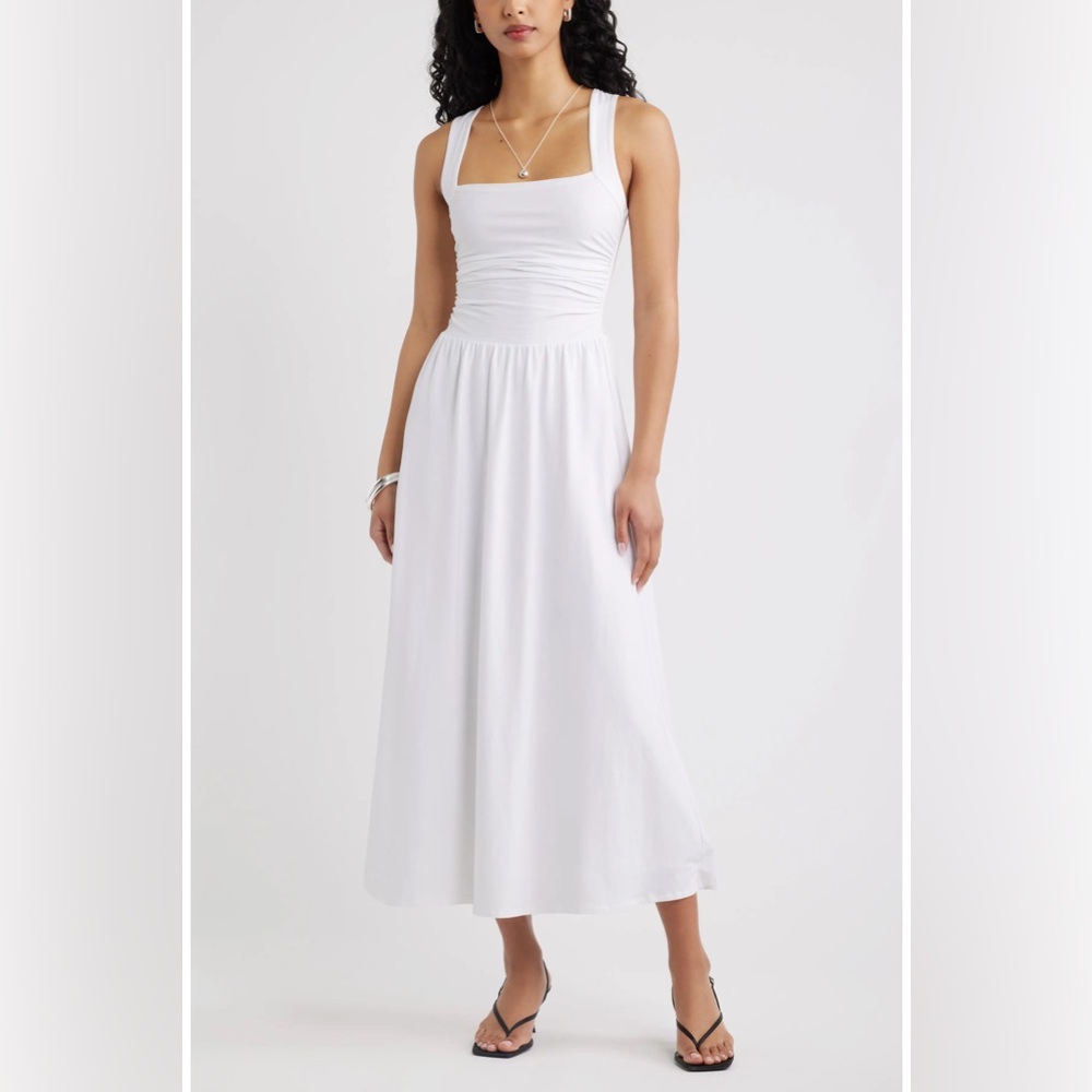 Open edit white a line maxi dress size medium